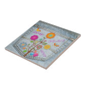 Denim Back Pocket Blume Peace Liebe Hope Tile Fliese (Seite)