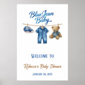 Denim Bear Boy Blue Jean Baby Dusche Willkommen Poster (Vorne)