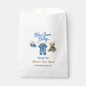 Denim Bear Clothesline Boy Blue Jean Baby Shower Geschenktütchen (Vorderseite)