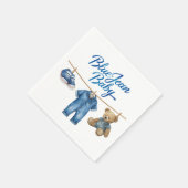 Denim Bear Clothesline Boy Blue Jean Baby Shower Serviette (Ecke)