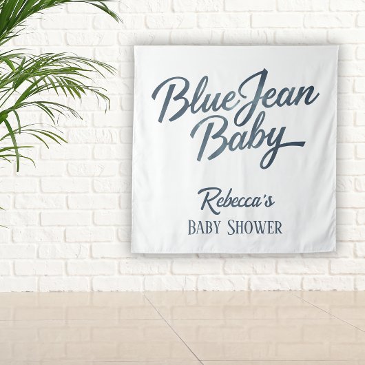 Denim Bear Clothesline Boy Blue Jean Baby Shower Wandteppich