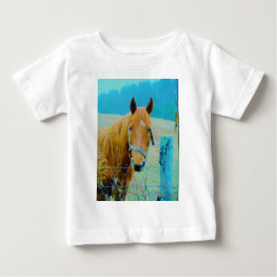 Denim-Blau abgetöntes Pferd Baby T-shirt