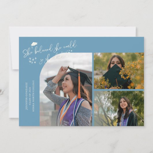 Denim Blau Absolventin Sie Glaubte Multi Foto Ankündigung (Vorderseite)