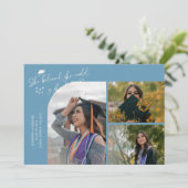 Denim Blau Absolventin Sie Glaubte Multi Foto Ankündigung (Stehend Vorderseite)