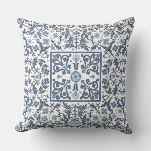 Denim Blau Floral Kissen