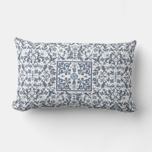 Denim Blau Floral Lendenkissen