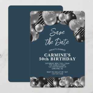 Denim Blau Herren 50. Geburtstag Einladung