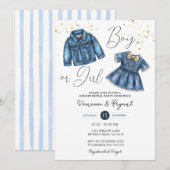 Denim-Blau-Jeans-Junge-oder-Mädchen-Geschlecht-Ent Einladung (Vorne/Hinten)