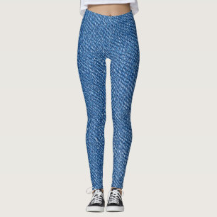 Denim-Blau Jeans-Muster All-Over-Print Leggings