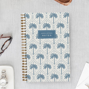 Denim Blau Palm Trellis Personalisiert Notizblock