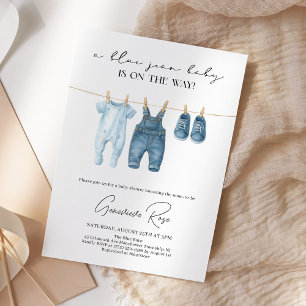 Denim-Blau-Strampler-Baby-Party Einladung