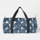 Denim Blau und Weiß Monogramm Initiale Duffle Bag (Rückseite)