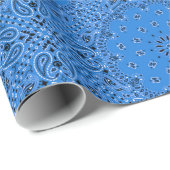 Denim-blauer Paisleybandana-Schal-Gewebe-Druck Geschenkpapier (Rolleneckpunkt)