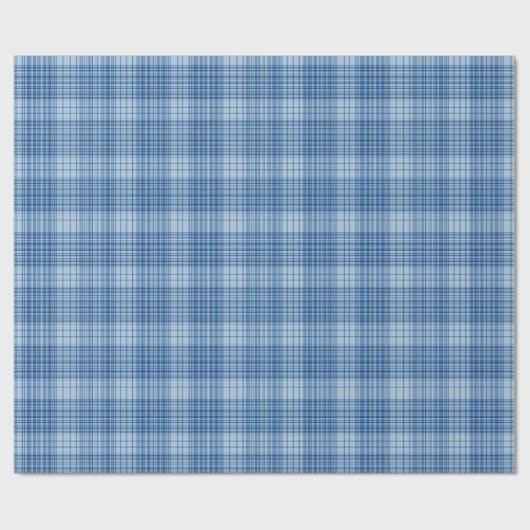 Denim Blaues Klassisches Karomuster Geschenkpapier (Flach)
