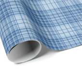 Denim Blaues Klassisches Karomuster Geschenkpapier (Rolleneckpunkt)