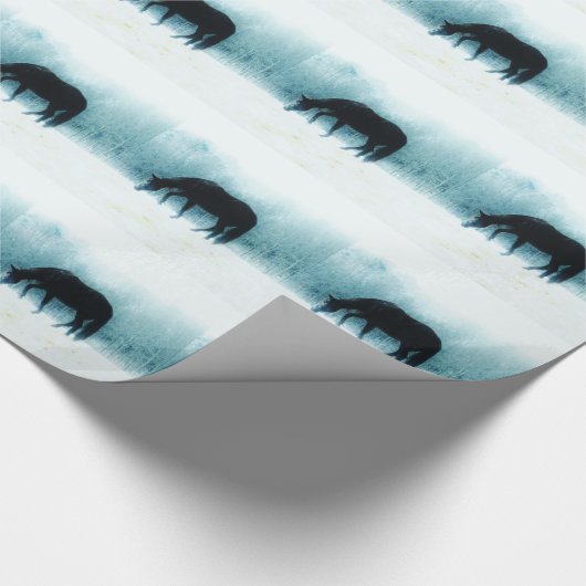 Denim-blaues Pferd im Nebel Geschenkpapier (Ecke)