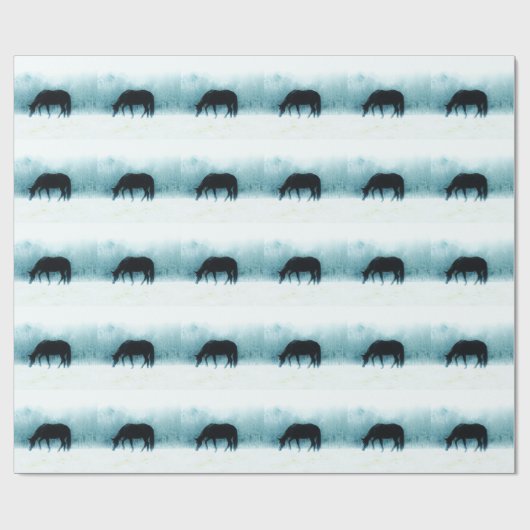 Denim-blaues Pferd im Nebel Geschenkpapier (Flach)