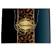 Denim-blaues und schwarzes Leopard-Muster Große Geschenktüte (Vorderseite)