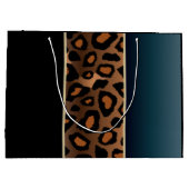 Denim-blaues und schwarzes Leopard-Muster Große Geschenktüte (Rückseite)