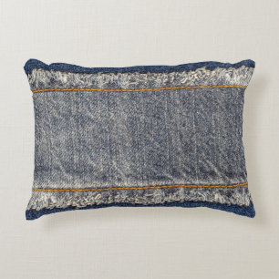 Denim-Blaujeans: Casual Doppelpatch Dekokissen