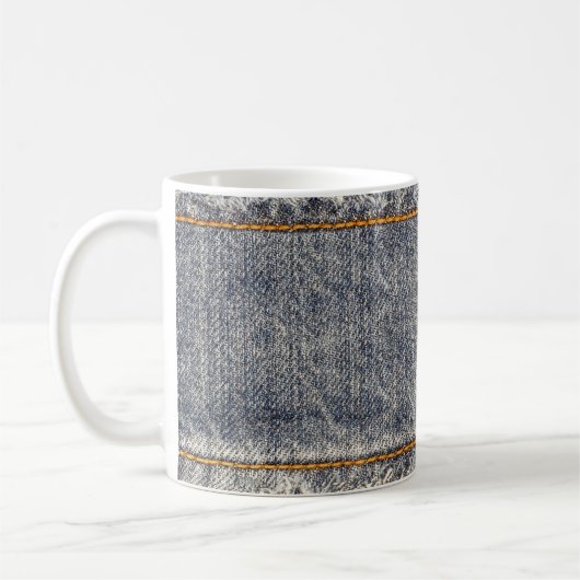 Denim-Blaujeans: Casual Doppelpatch Kaffeetasse (Links)