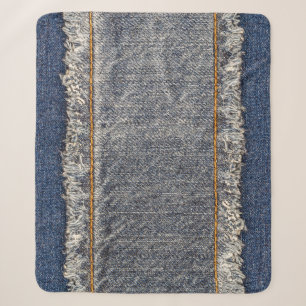 Denim-Blaujeans: Casual Doppelpatch Sherpadecke