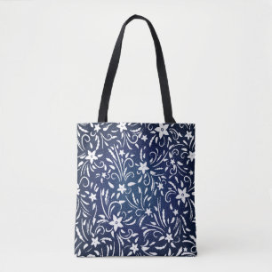 Denim Blooms: Blumenmuster Hintergrund Tasche