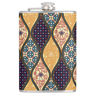 Denim Blue Art Nouveau: Nahtlos Flachmann