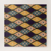 Denim Blue Art Nouveau: Nahtlos Puzzle (Horizontal)