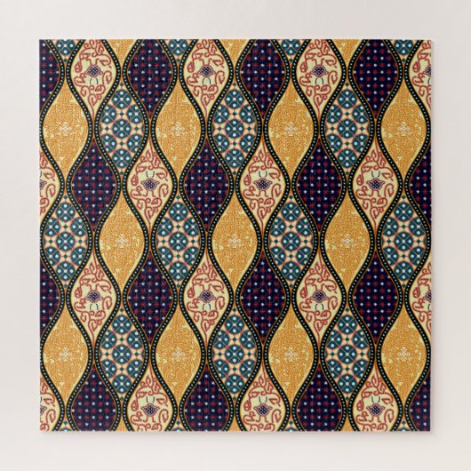 Denim Blue Art Nouveau: Nahtlos Puzzle (Vertikal)