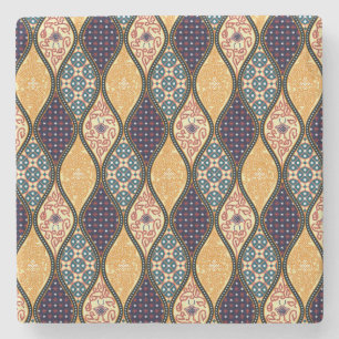 Denim Blue Art Nouveau: Nahtlos Steinuntersetzer
