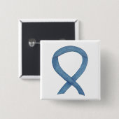 Denim Blue Awareness Ribbon Custom Buttons (Vorne & Hinten)
