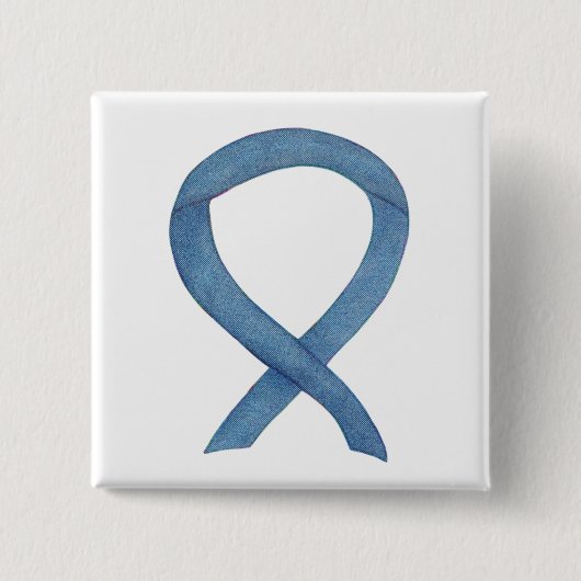 Denim Blue Awareness Ribbon Custom Buttons (Vorderseite)