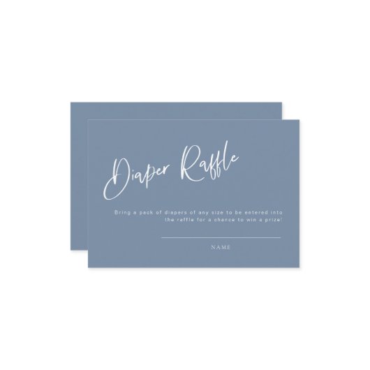 Denim Blue Baby Duwer Diaper Raffekarte (Vorderseite/Rückseite Beispiel)