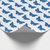 Denim Blue Bold Mod Butterflies Geschenkpapier (Ecke)