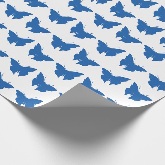 Denim Blue Bold Mod Butterflies Geschenkpapier (Ecke)