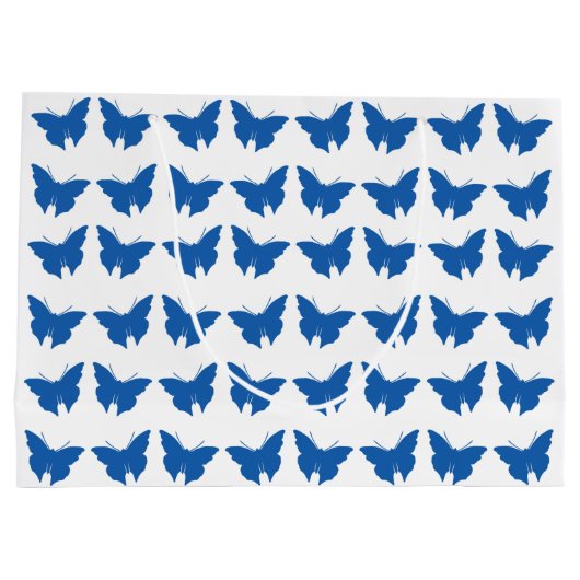 Denim Blue Bold Mod Butterflies Große Geschenktüte (Rückseite)