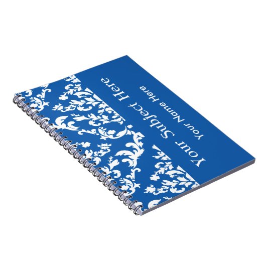 Denim Blue Bold Mod Damask mit benutzerdefiniertem Notizblock (Rechte Seite)