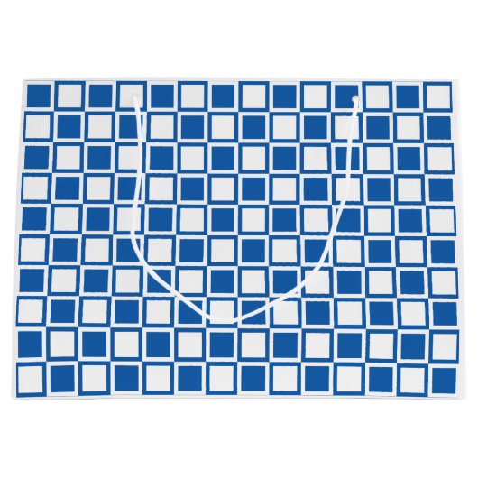 Denim Blue Bold Mod Squares Große Geschenktüte (Vorderseite)