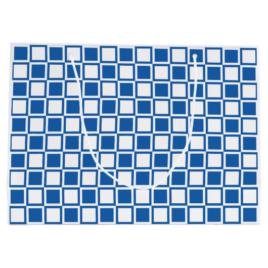 Denim Blue Bold Mod Squares Große Geschenktüte (Rückseite)