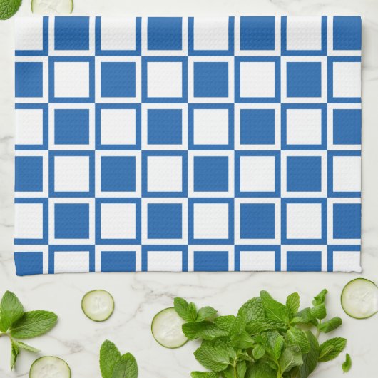 Denim Blue Bold Mod Squares Handtuch (Gefaltet)