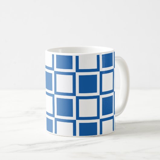 Denim Blue Bold Mod Squares Kaffeetasse (VorderseiteRechts)