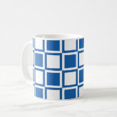 Denim Blue Bold Mod Squares Kaffeetasse (Vorderseite Links)