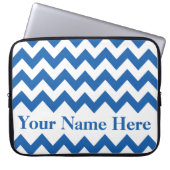 Denim Blue Bold Zickzack mit anpassbarem Text Laptopschutzhülle (Vorderseite)