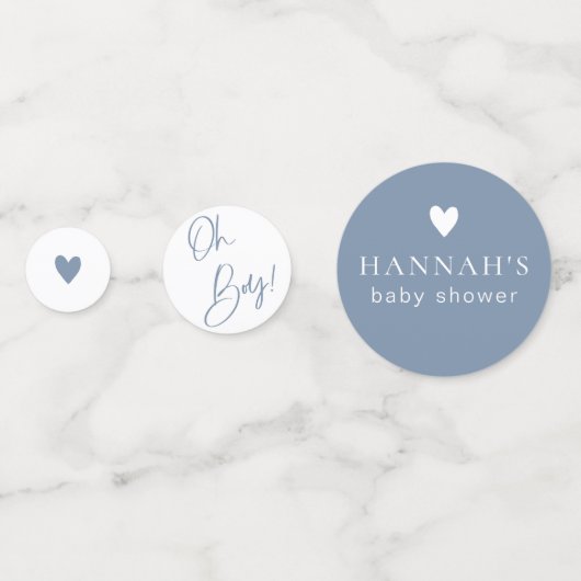 Denim Blue Boy Baby Dusche Custom Konfetti (Rückseiten)