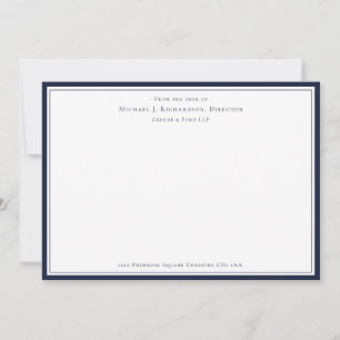 Denim Blue Business Monogramm vom Schreibtisch aus Mitteilungskarte