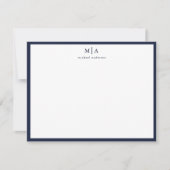 Denim Blue Classic Border Monogram Correspondence Mitteilungskarte (Vorderseite)