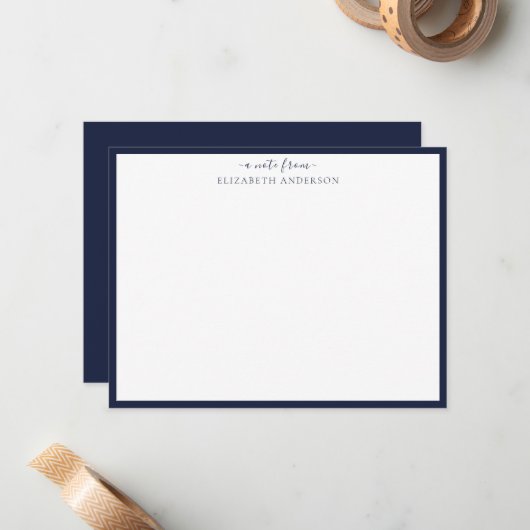 Denim Blue Classic Border Note Card Mitteilungskarte (Vorderseite/Rückseite Beispiel)