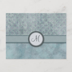 Denim Blue Coin Muster mit Monogramm Postkarte