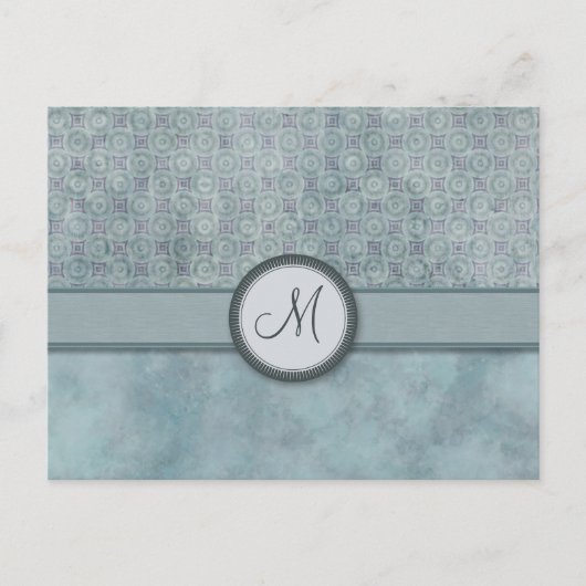 Denim Blue Coin Muster mit Monogramm Postkarte (Vorderseite)
